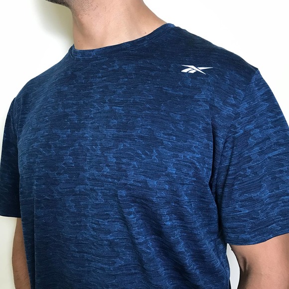 Reebok Short Sleeves‎ Textured Active Tee Blue Size Large - Picture 4 of 9
